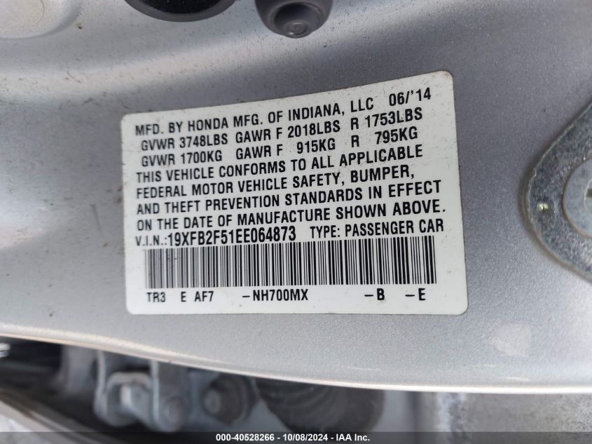 19XFB2F51EE064873 2014 Honda Civic Lx