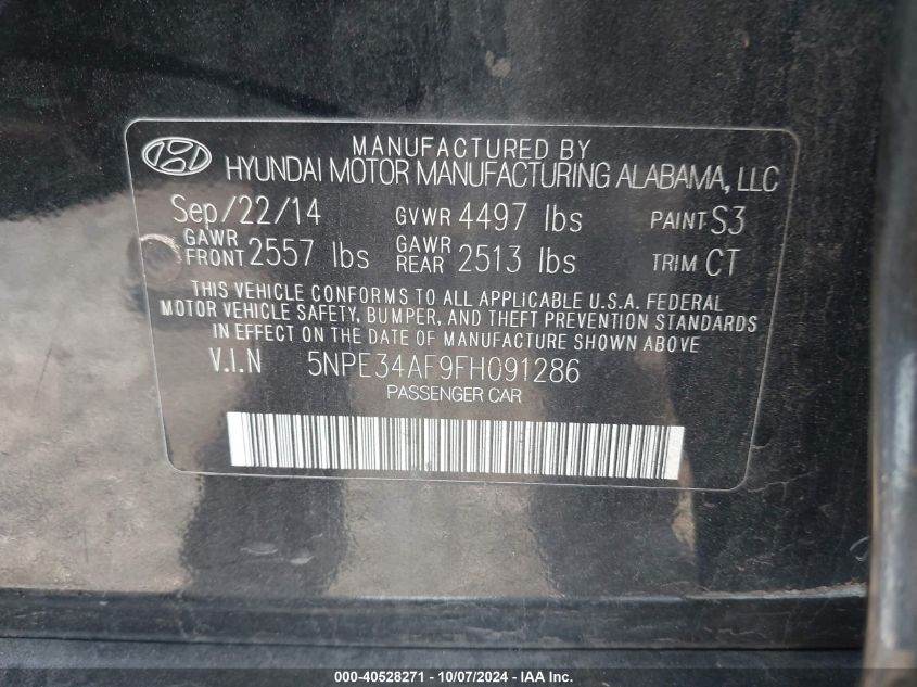 5NPE34AF9FH091286 2015 Hyundai Sonata Sport/Limited