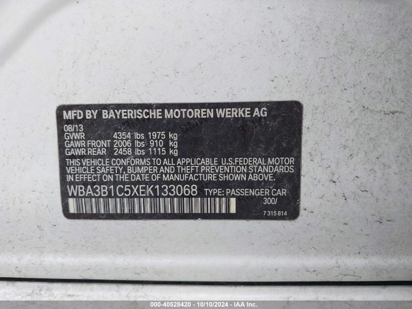 WBA3B1C5XEK133068 2014 BMW 320I