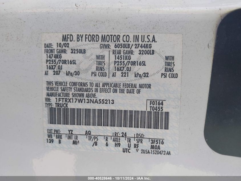 1FTRX17W13NA55213 2003 Ford F150