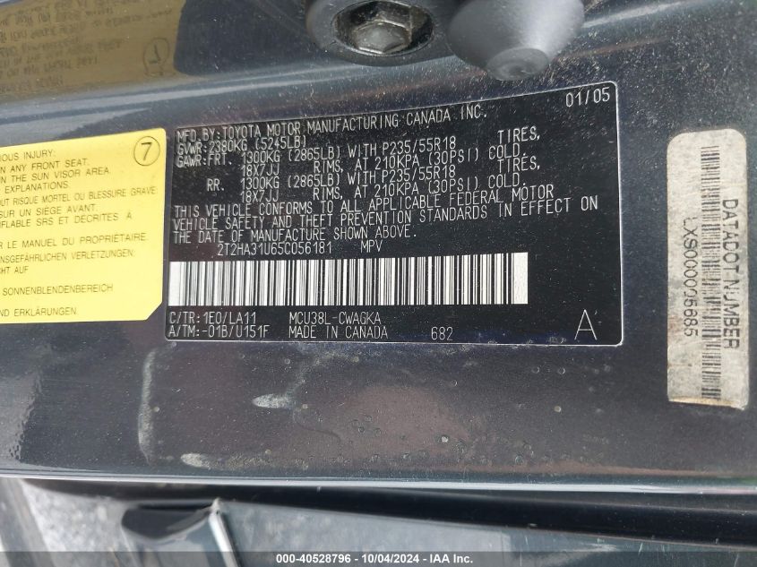 2T2HA31U65C056181 2005 Lexus Rx 330