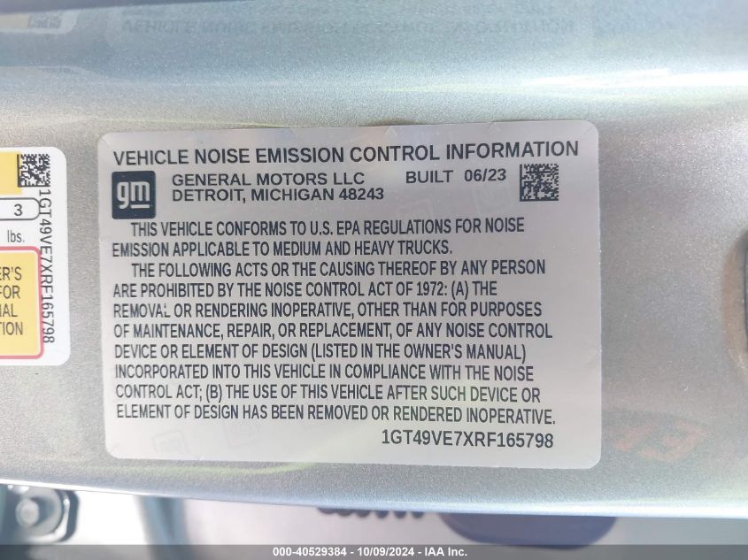 2024 GMC Sierra 3500Hd 4Wd Standard Bed At4 VIN: 1GT49VE7XRF165798 Lot: 40529384