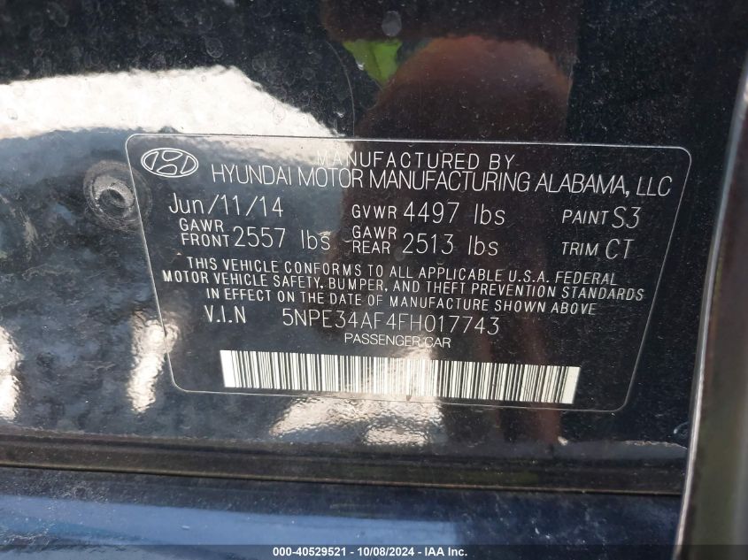 5NPE34AF4FH017743 2015 Hyundai Sonata Sport/Limited