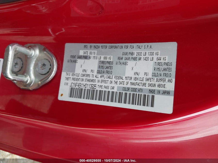 2017 FIAT 124 SPIDER CLASSICA - JC1NFAEK1H0110925