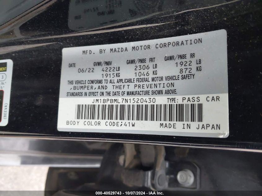 JM1BPBML7N1520430 2022 Mazda Mazda3 Premium