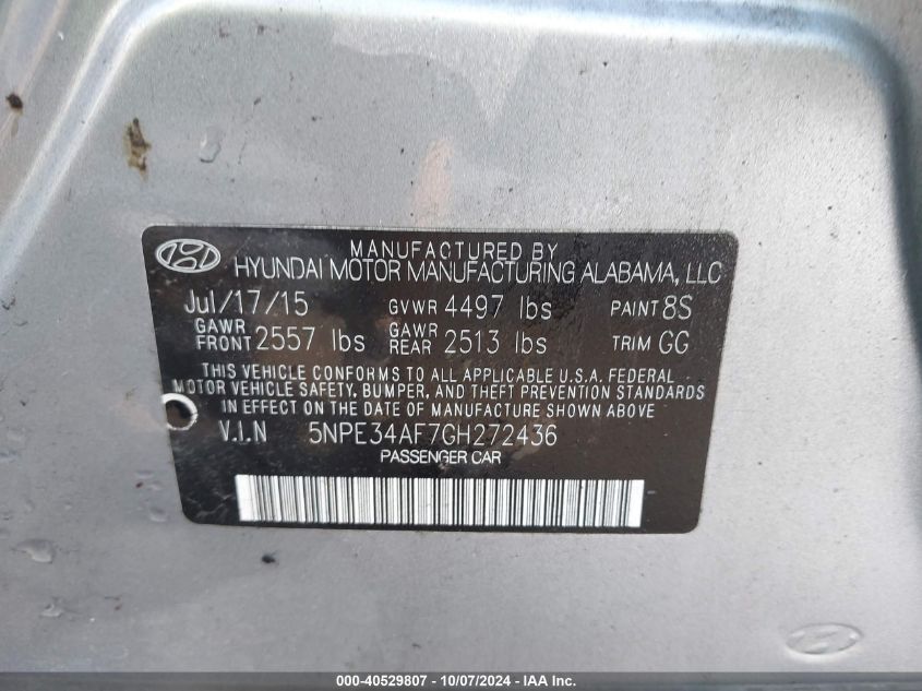 5NPE34AF7GH272436 2016 Hyundai Sonata Sport