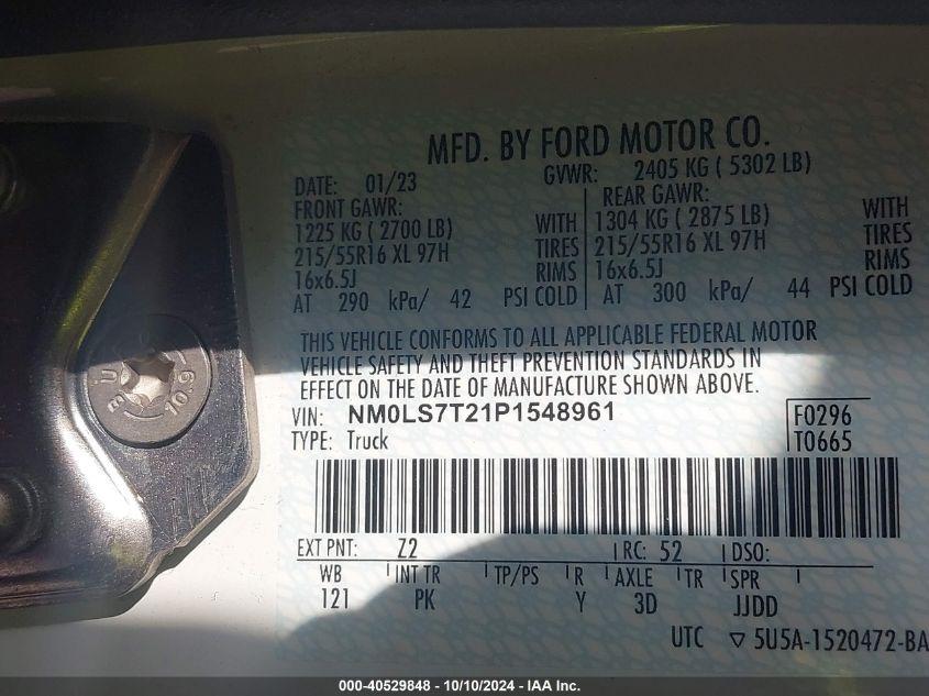 NM0LS7T21P1548961 2023 Ford Transit Connect Xlt Cargo Van