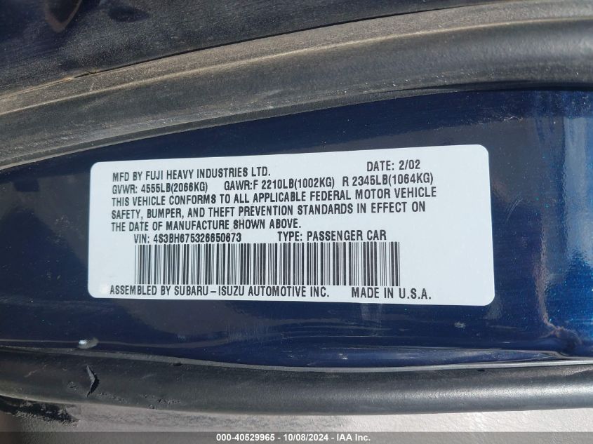 4S3BH675326650673 2002 Subaru Outback