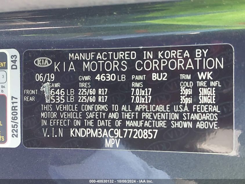 KNDPM3AC9L7720857 2020 Kia Sportage Lx