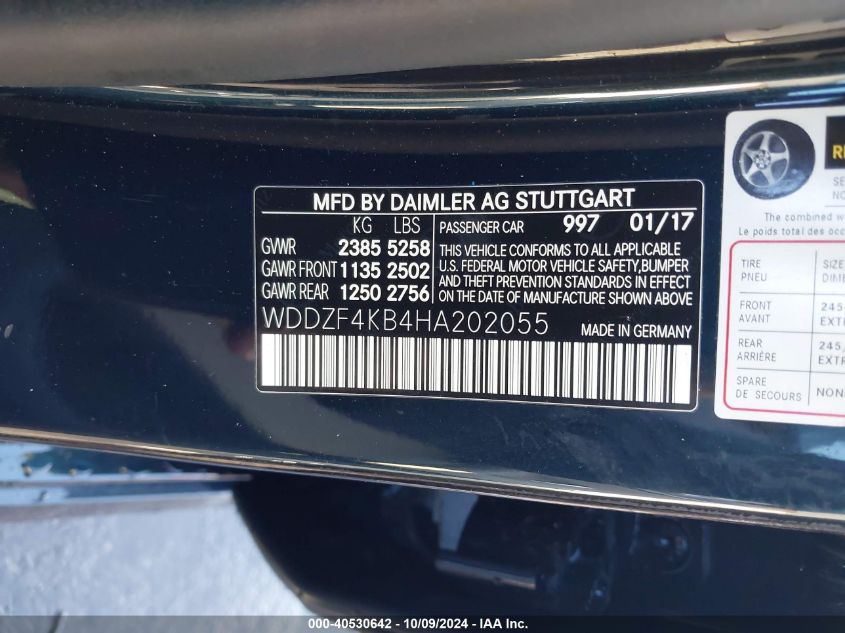 WDDZF4KB4HA202055 2017 Mercedes-Benz E 300 4Matic