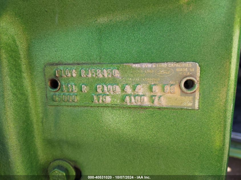 1970 Ford F150 VIN: 000000F10YRJ58450 Lot: 40531020