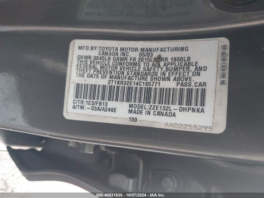 2T1KR32E14C165771 2004 Toyota Matrix Xr