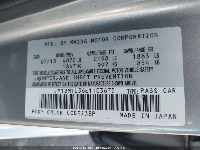 2014 MAZDA MAZDA3 S TOURING - JM1BM1L36E1103675