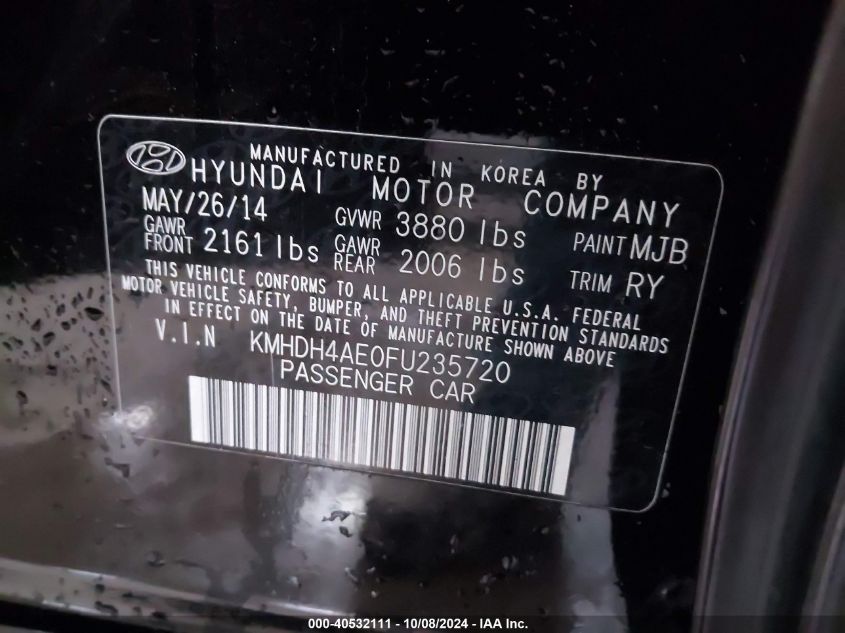 KMHDH4AE0FU235720 2015 Hyundai Elantra Se