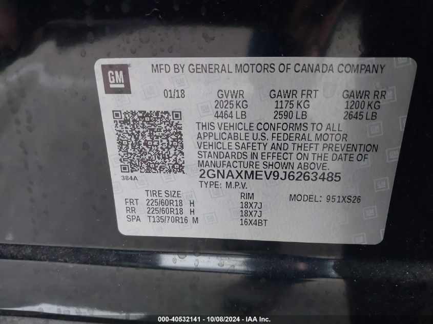 2018 CHEVROLET EQUINOX PREMIER - 2GNAXMEV9J6263485