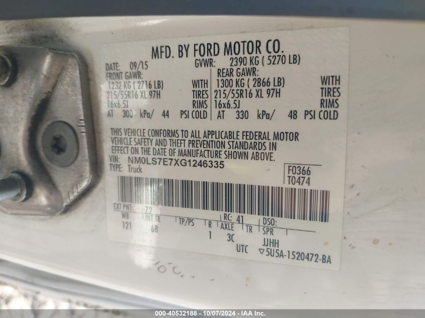 NM0LS7E7XG1246335 2016 Ford Transit Connect Xl