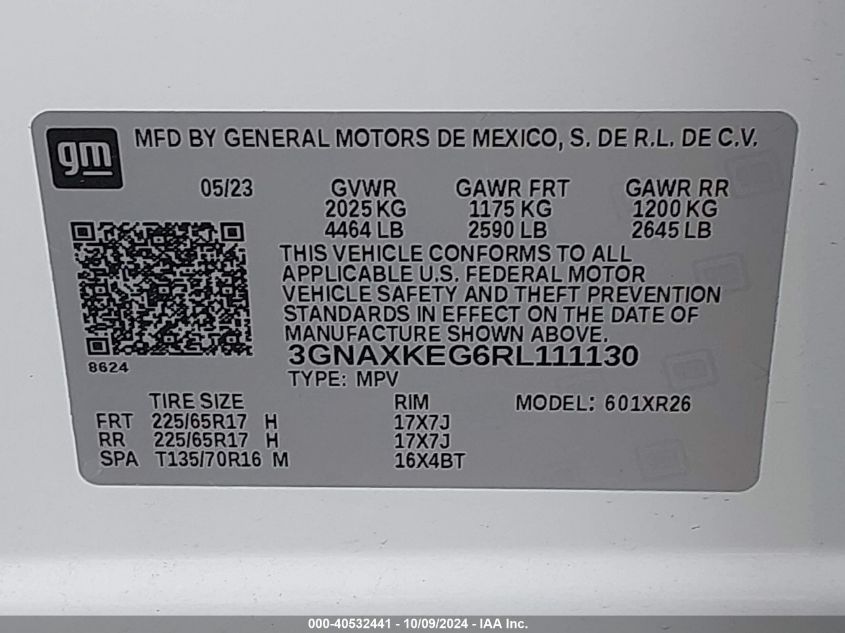 2024 CHEVROLET EQUINOX FWD LT - 3GNAXKEG6RL111130