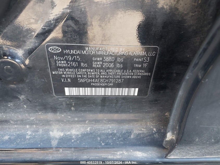 5NPDH4AE8GH791287 2016 Hyundai Elantra Se/Sport/Limited