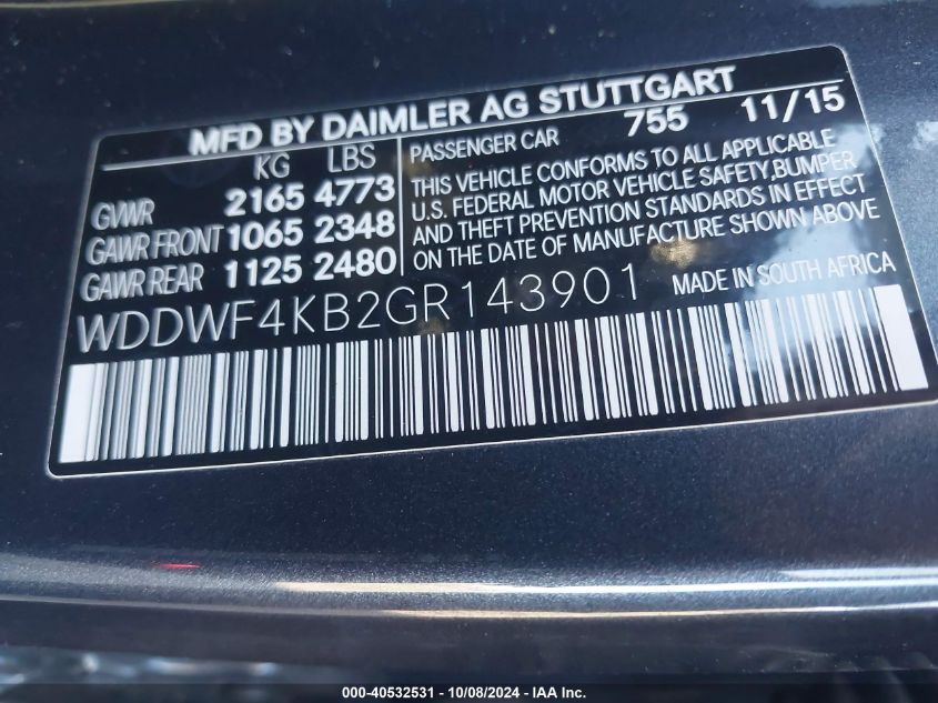 WDDWF4KB2GR143901 2016 Mercedes-Benz C 300 300 4Matic