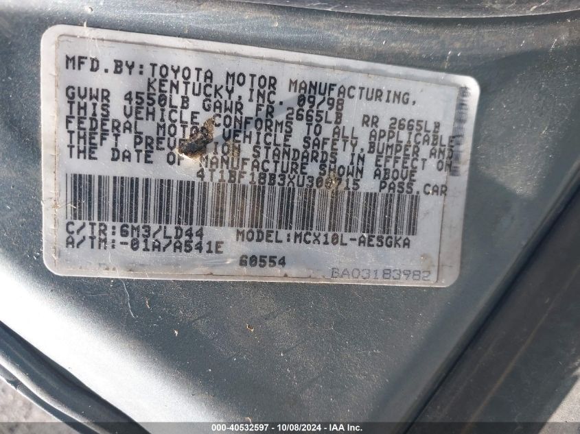 4T1BF18B3XU300715 1999 Toyota Avalon Xls