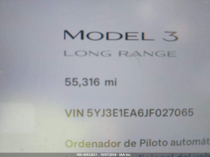 2018 TESLA MODEL 3 LONG RANGE/MID RANGE - 5YJ3E1EA6JF027065