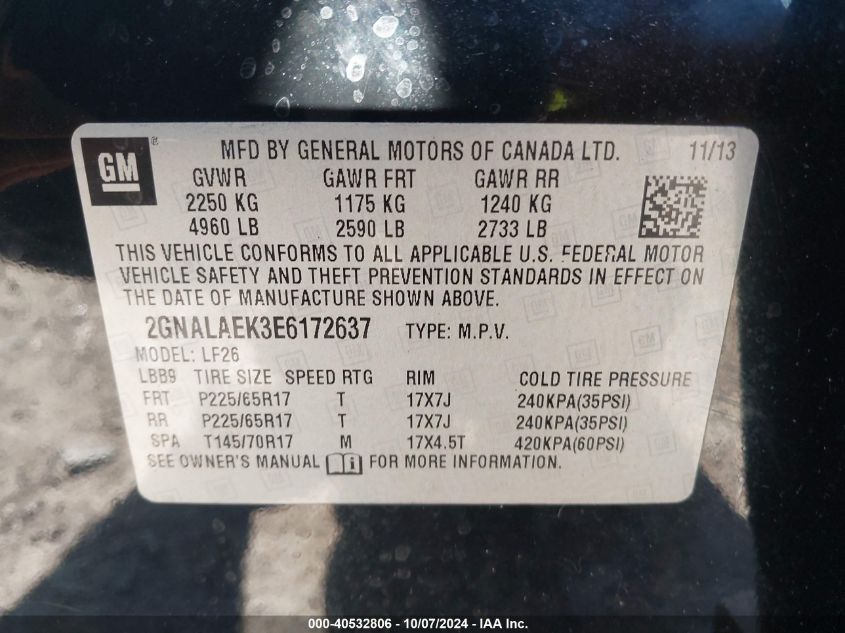 2GNALAEK3E6172637 2014 Chevrolet Equinox Ls