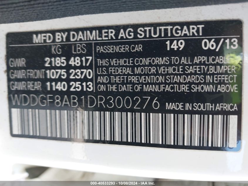 WDDGF8AB1DR300276 2013 Mercedes-Benz C 300 4Matic