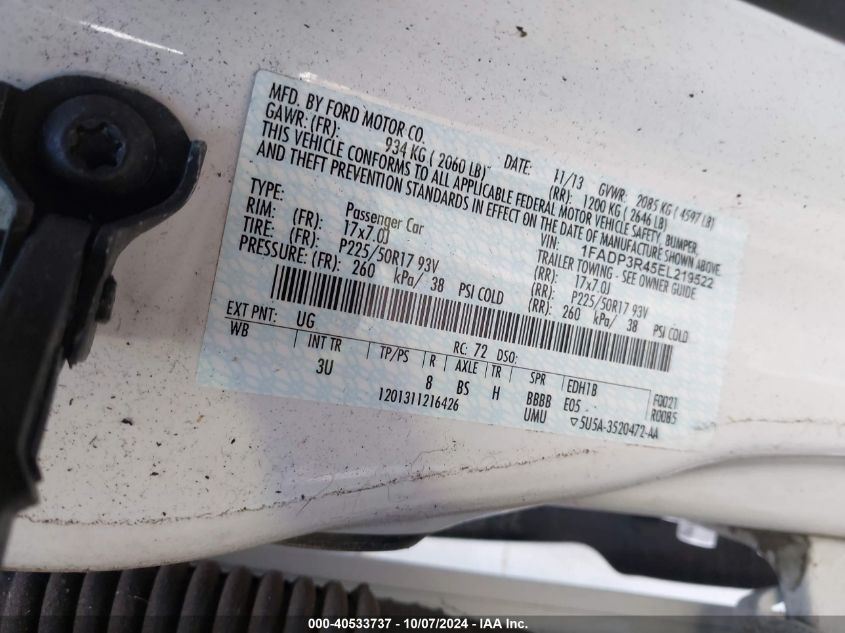 1FADP3R45EL219522 2014 Ford Focus Electric