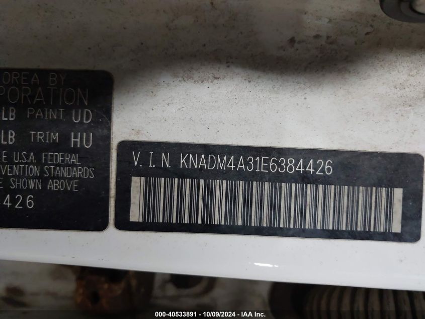 KNADM4A31E6384426 2014 Kia Rio Lx