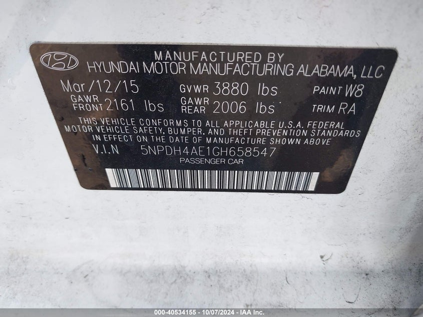 5NPDH4AE1GH658547 2016 Hyundai Elantra Se