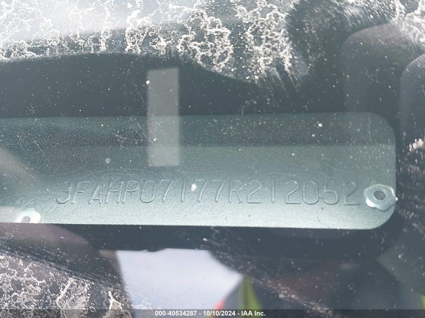 2007 Ford Fusion Se VIN: 3FAHP07177R212052 Lot: 40534287