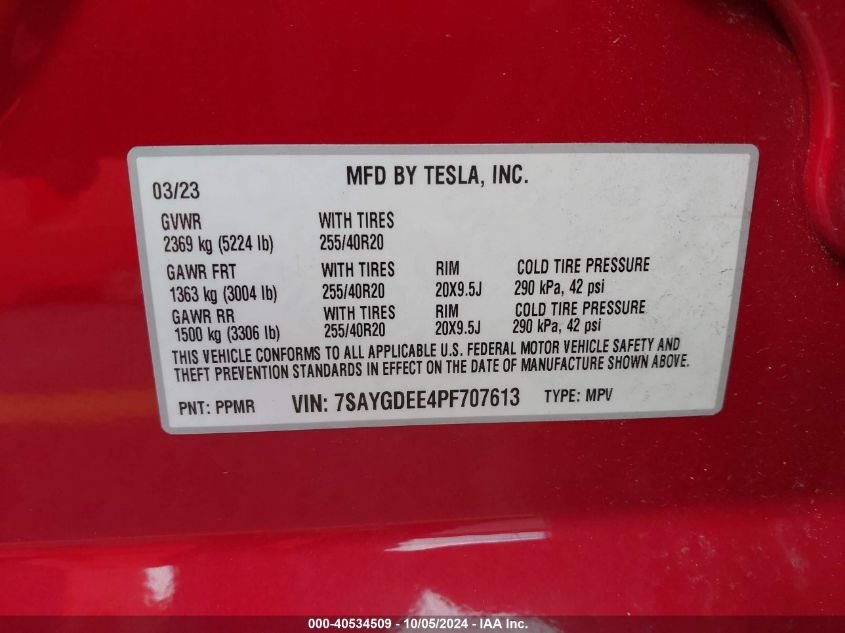 7SAYGDEE4PF707613 2023 Tesla Model Y