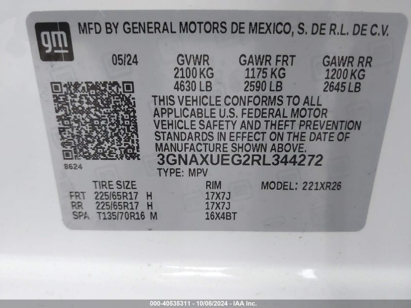 3GNAXUEG2RL344272 2024 Chevrolet Equinox Lt