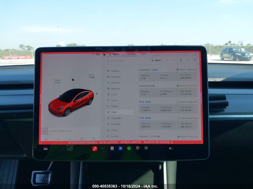 2019 Tesla Model 3 Long Range/Mid Range/Standard Range/Standard Range Plus VIN: 5YJ3E1EA3KF482893 Lot: 40535363