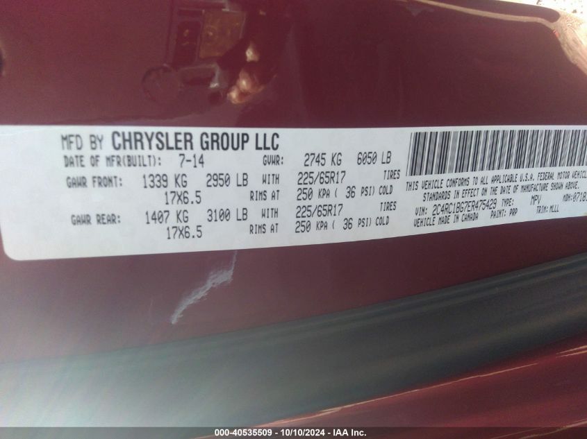 2C4RC1BG7ER475429 2014 Chrysler Town & Country Touring