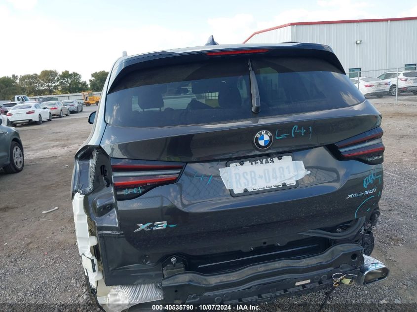 2022 BMW X3 xDrive30I VIN: 5UX53DP06N9L73104 Lot: 40535790