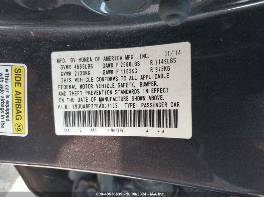 19UUA8F27EA007195 2014 Acura Tl