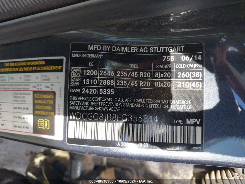 WDCGG8JB8FG356344 2015 Mercedes-Benz Glk 350 4Matic