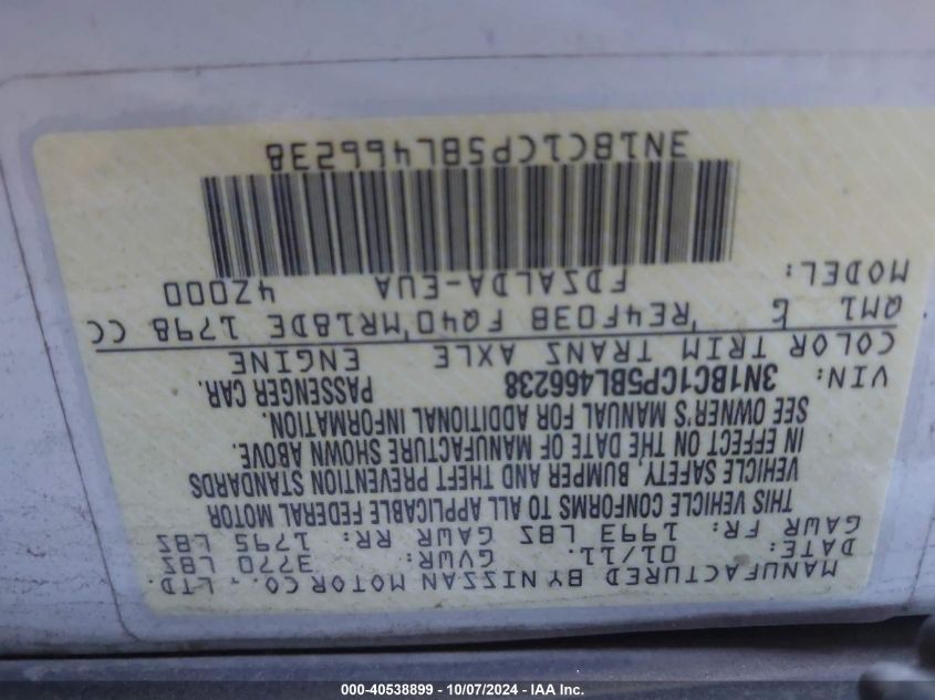 3N1BC1CP5BL466238 2011 Nissan Versa 1.8S