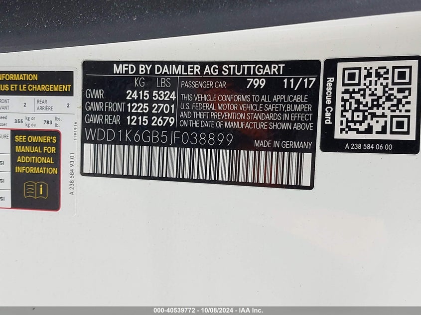 2018 MERCEDES-BENZ E 400 4MATIC - WDD1K6GB5JF038899