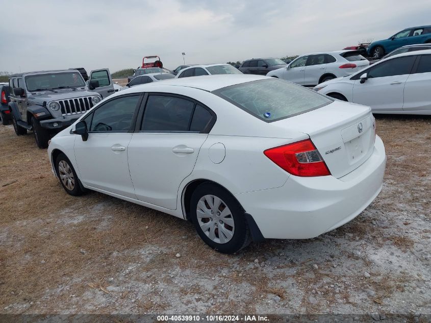 2012 Honda Civic Lx VIN: 2HGFB2F59CH320700 Lot: 40539910