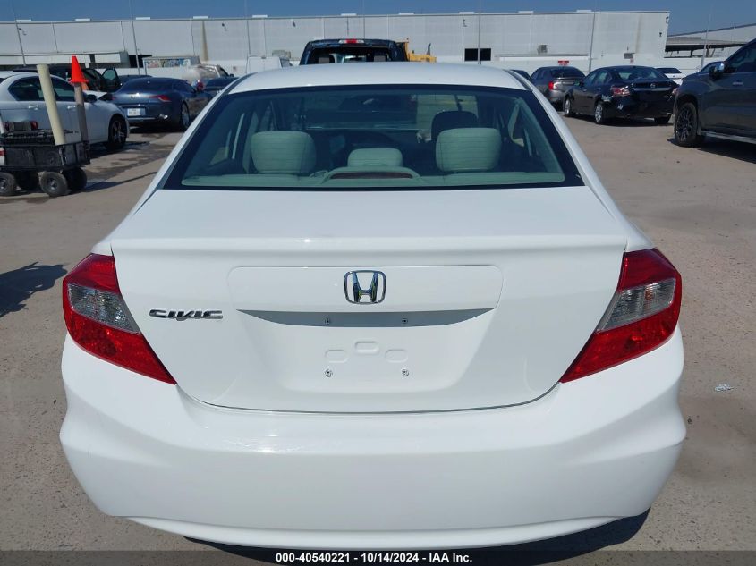 2012 Honda Civic Lx VIN: 19XFB2F5XCE063640 Lot: 40540221