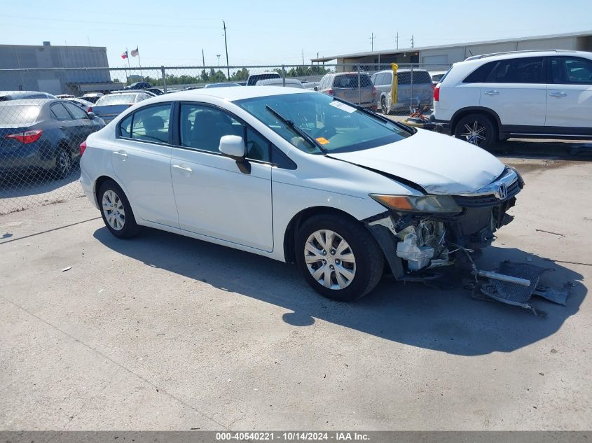 2012 Honda Civic Lx VIN: 19XFB2F5XCE063640 Lot: 40540221