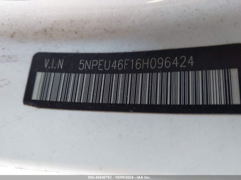 5NPEU46F16H096424 2006 Hyundai Sonata Gls/Lx