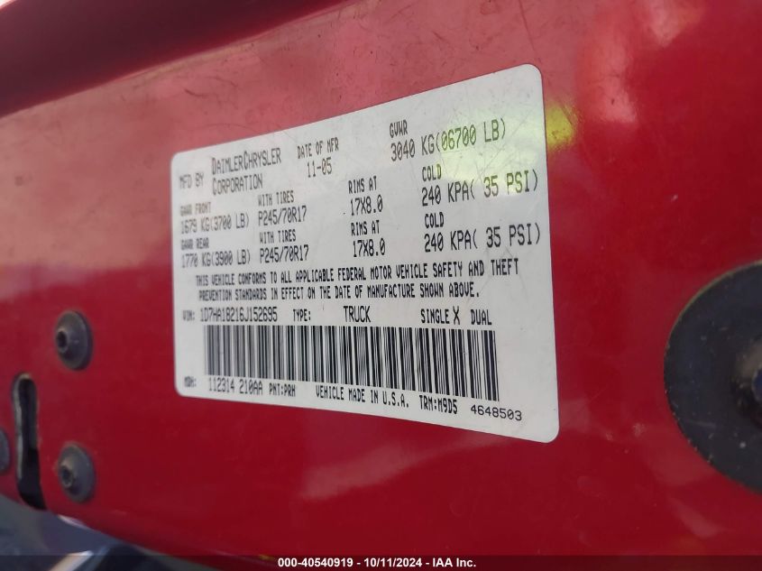 1D7HA18216J152695 2006 Dodge Ram 1500 St/Slt