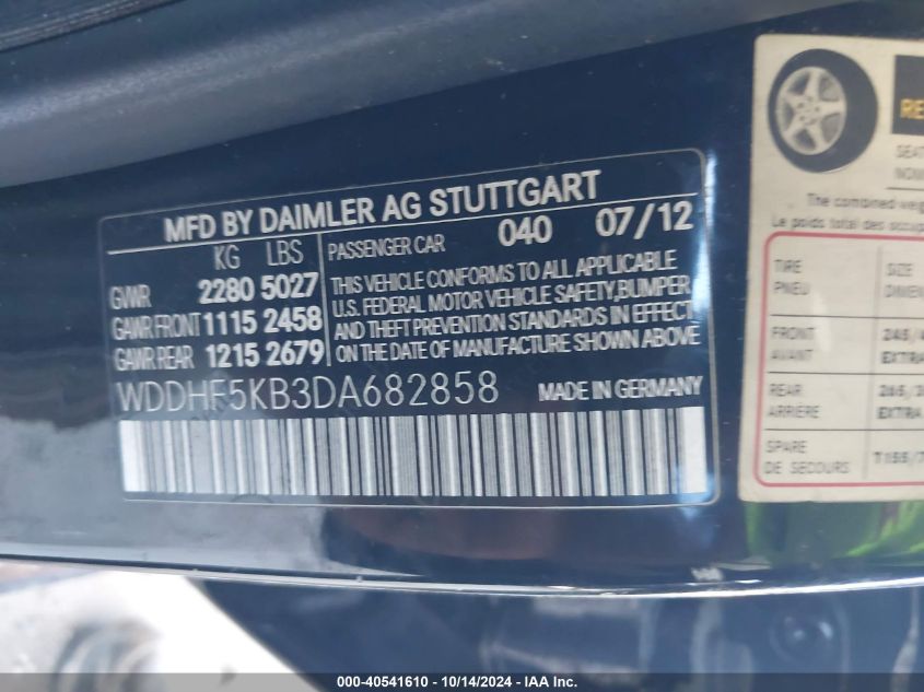 VIN WDDHF5KB3DA682858 2013 Mercedes-Benz E 350 no.9