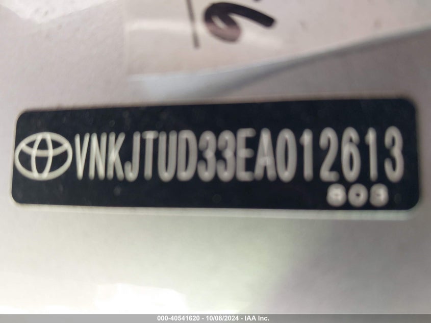 VNKJTUD33EA012613 2014 Toyota Yaris L (Tmmf Plant)