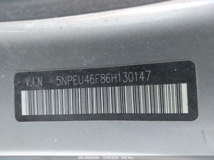 5NPEU46F86H130147 2006 Hyundai Sonata Gls V6/Lx V6