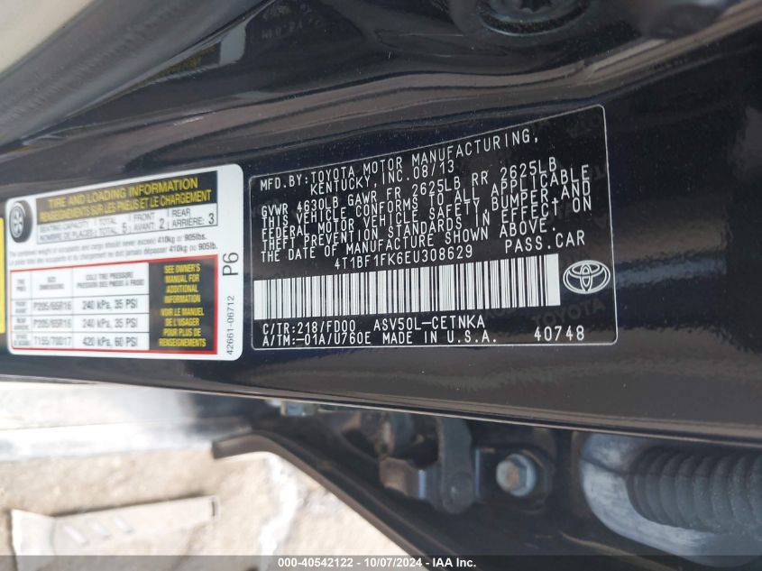 4T1BF1FK6EU308629 2014 Toyota Camry Le