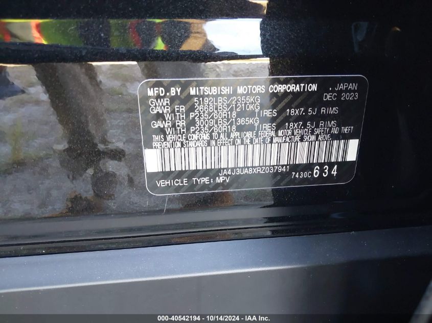 2024 Mitsubishi Outlander Es 2.5 2Wd VIN: JA4J3UA8XRZ037941 Lot: 40542194